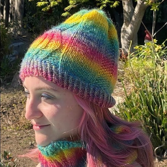 7-Chakra Beanie - Designed and Knit with love by Stacey Namaste Designs - Picture 4 of 5